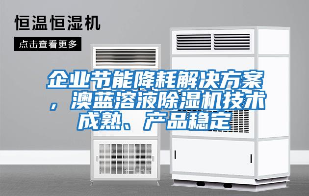企業節能降耗解決方案，澳藍溶液除濕機技術成熟、產品穩定